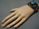 Extremely Rare Vintage Navajo Persin Turquoise Native American Bracelet Old-Nativo Arts