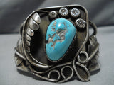 Extremely Rare Vintage Navajo Persin Turquoise Native American Bracelet Old-Nativo Arts