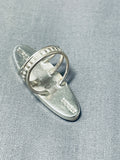 Eye-catching Native American Navajo Jet Inlay Sterling Silver Ring Signed-Nativo Arts