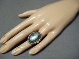 Eye-catching Vintage Native American Navajo Green Turquoise Sterling Silver Ring-Nativo Arts