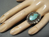 Eye-catching Vintage Native American Navajo Green Turquoise Sterling Silver Ring-Nativo Arts