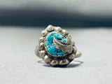 Eye-catching Vintage Native American Navajo Morenci Turquoise Sterling Silver Ring-Nativo Arts