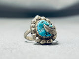 Eye-catching Vintage Native American Navajo Morenci Turquoise Sterling Silver Ring-Nativo Arts