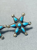 Eyecatching Vintage Native American Zuni Sleeping Beauty Turquoise Sterling Silver Star Earrings-Nativo Arts