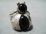 Fabulous Bug Vintage Native American Navajo Black Onyx Sterling Silver Beetle Ring-Nativo Arts