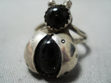 Fabulous Bug Vintage Native American Navajo Black Onyx Sterling Silver Beetle Ring-Nativo Arts