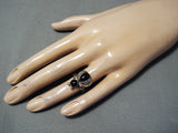Fabulous Bug Vintage Native American Navajo Black Onyx Sterling Silver Beetle Ring-Nativo Arts