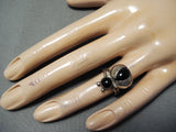 Fabulous Bug Vintage Native American Navajo Black Onyx Sterling Silver Beetle Ring-Nativo Arts
