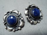Fabulous Navajo Lapis Sterling Silver Earrings Native American-Nativo Arts
