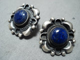 Fabulous Navajo Lapis Sterling Silver Earrings Native American-Nativo Arts