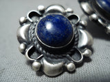 Fabulous Navajo Lapis Sterling Silver Earrings Native American-Nativo Arts