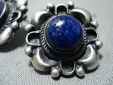 Fabulous Navajo Lapis Sterling Silver Earrings Native American-Nativo Arts