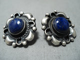 Fabulous Navajo Lapis Sterling Silver Earrings Native American-Nativo Arts