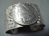 Fabulous San Felipe 1902 Silver Dollar Sterling Silver Bracelet Signed-Nativo Arts