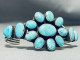 Fabulous Vintage Native American Navajo 13 Pilot Mountain Turquoise Sterling Silver Bracelet-Nativo Arts