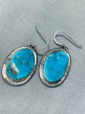 Fabulous Vintage Native American Navajo Blue Gem Turquoise Sterling Silver Earrings-Nativo Arts