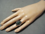 Fabulous Vintage Native American Navajo Cerrillos Turquoise Sterling Silver Ring-Nativo Arts
