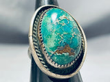 Fabulous Vintage Native American Navajo Green Turquoise Sterling Silver Ring-Nativo Arts
