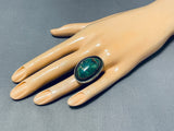 Fabulous Vintage Native American Navajo Green Turquoise Sterling Silver Ring-Nativo Arts