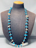 Fabulous Vintage Native American Navajo Kingman Turquoise Sterling Silver Necklace-Nativo Arts