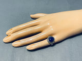 Fabulous Vintage Native American Navajo Lapis Sterling Silver Ring-Nativo Arts