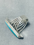 Fabulous Vintage Native American Navajo Pilot Mountain Turquoise Sterling Silver Ring-Nativo Arts