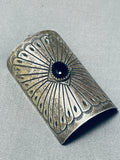 Fabulous Vintage Native American Navajo Signed Black Onyx Sterling Silver Large Hairclip-Nativo Arts