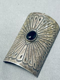 Fabulous Vintage Native American Navajo Signed Black Onyx Sterling Silver Large Hairclip-Nativo Arts