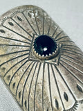 Fabulous Vintage Native American Navajo Signed Black Onyx Sterling Silver Large Hairclip-Nativo Arts