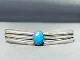 Fabulous Vintage Native American Navajo Signed Morenci Turquoise Sterling Silver Bracelet-Nativo Arts