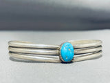Fabulous Vintage Native American Navajo Signed Morenci Turquoise Sterling Silver Bracelet-Nativo Arts