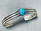 Fabulous Vintage Native American Navajo Signed Morenci Turquoise Sterling Silver Bracelet-Nativo Arts