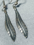 Fabulous Vintage Native American Navajo Sterling Silver Feather Earrings-Nativo Arts