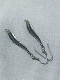 Fabulous Vintage Native American Navajo Sterling Silver Feather Earrings-Nativo Arts