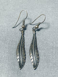 Fabulous Vintage Native American Navajo Sterling Silver Feather Earrings-Nativo Arts