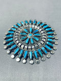 Fabulous Vintage Native American Navajo Tommy Lowe Signed Turquoise Sterling Silver Pin/ Pendant-Nativo Arts