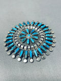 Fabulous Vintage Native American Navajo Tommy Lowe Signed Turquoise Sterling Silver Pin/ Pendant-Nativo Arts