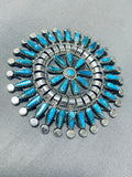 Fabulous Vintage Native American Navajo Tommy Lowe Signed Turquoise Sterling Silver Pin/ Pendant-Nativo Arts