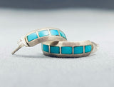 Fabulous Vintage Native American Navajo Turquoise Sterling Silver Earrings-Nativo Arts
