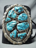 Fabulous Vintage Native American Zuni Sleeping Beauty Turquoise Sterling Silver Bowguard-Nativo Arts