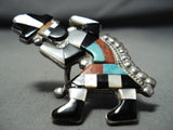 Fabulous Vintage Native American Zuni Turquoise Sterling Silver Rainbow Man Ring-Nativo Arts