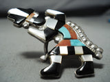Fabulous Vintage Native American Zuni Turquoise Sterling Silver Rainbow Man Ring-Nativo Arts