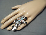 Fabulous Vintage Native American Zuni Turquoise Sterling Silver Rainbow Man Ring-Nativo Arts