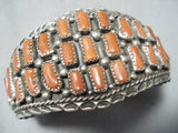 Fabulous Vintage Navajo Native American Corals Sterling Silver Bracelet-Nativo Arts