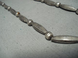 Fabulous Vintage Unique Native American Navajo Shell Sterling Silver Tubule Necklace-Nativo Arts