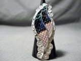 Fabulous Vintage Zuni Mother Of Pearl Sterling Silver Ring Native American-Nativo Arts