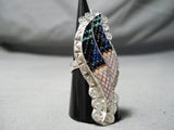 Fabulous Vintage Zuni Mother Of Pearl Sterling Silver Ring Native American-Nativo Arts