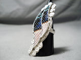 Fabulous Vintage Zuni Mother Of Pearl Sterling Silver Ring Native American-Nativo Arts