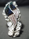 Fabulous Vintage Zuni Mother Of Pearl Sterling Silver Ring Native American-Nativo Arts