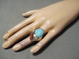 Fabulous Vintage Zuni Turquoise Sterling Silver Ring Native American Old-Nativo Arts
